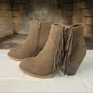 Cathy Jean fringe ankle boots suede fringe tassel